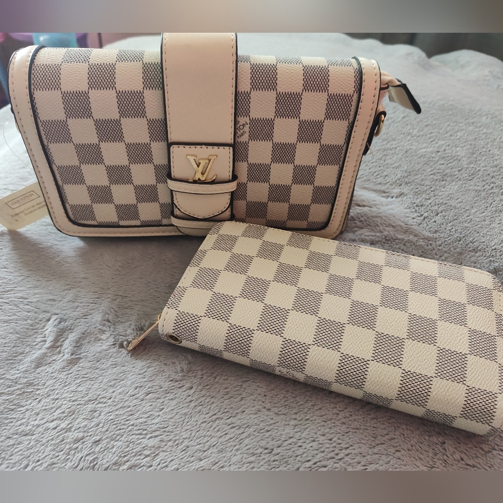 Damier Azur LV Crossbody Bag + Matching Zip Wallet | Luxury Bundle